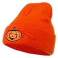 thumbnail image 2 of Halloween Happy Jack o Lantern Embroidered Long Beanie - Orange OSFM, 2 of 5
