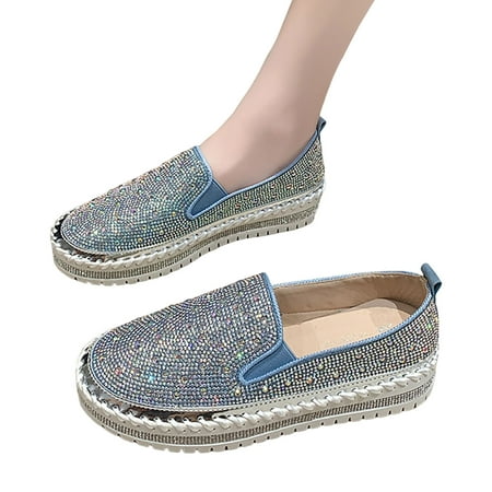 Mepaouo Women s Fashion Slip on Sneaker Casual Flat Loafers Platform Sparkly Glitter Walking Shoes