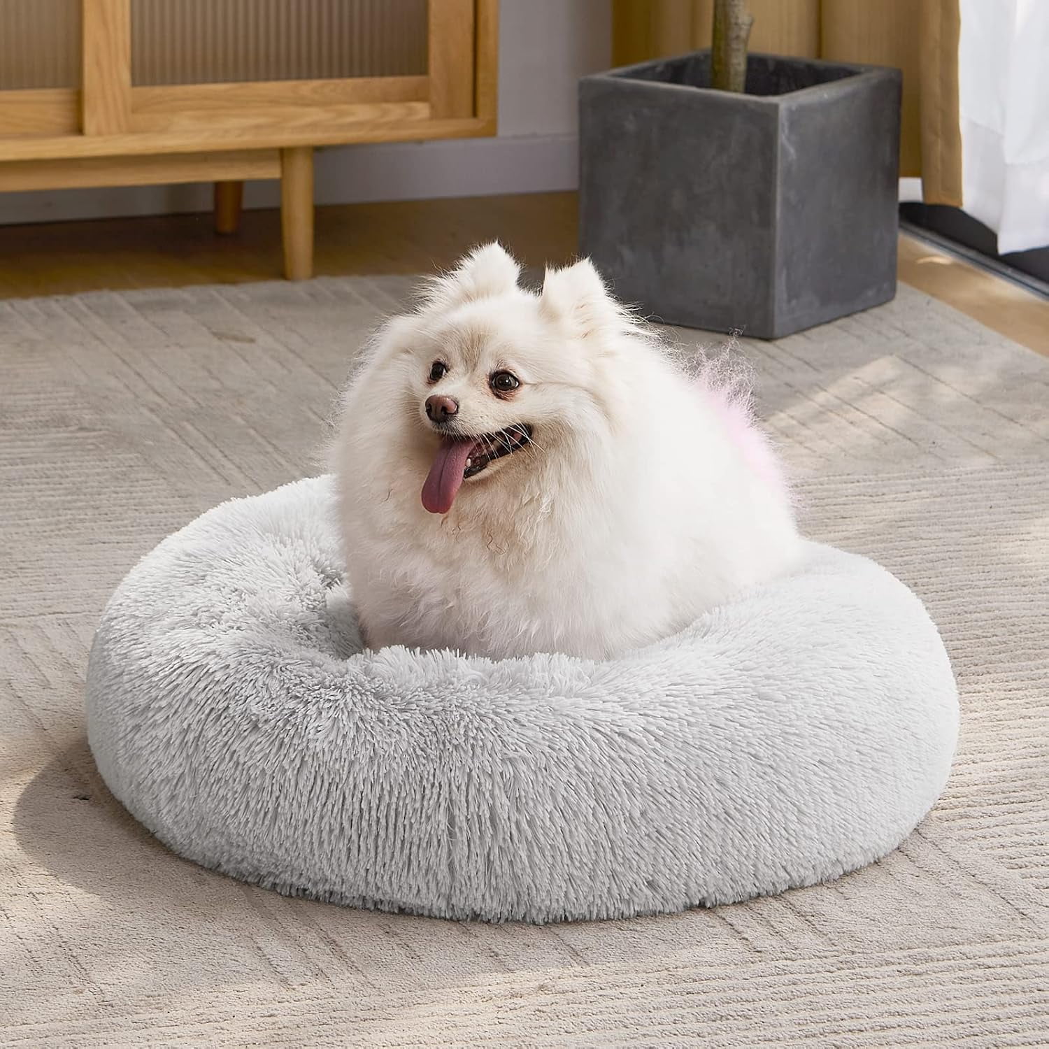 Orthopedic Dog Bed Comfortable Donut Cuddler Round Pet Beds Ultra Soft Washable Dog and Cat Cushion (20''/23''/30'') (23'', Brown)