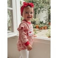 thumbnail image 5 of BemeyourBBs Newborn Baby Girl Valentines Day Outfits Daddy's Little Valentine Gingham Plaid Smocked Bubble Romepr Heart Letters Embroidery Bodysuit with Headband Cute Infant Spring Clothes, 5 of 9
