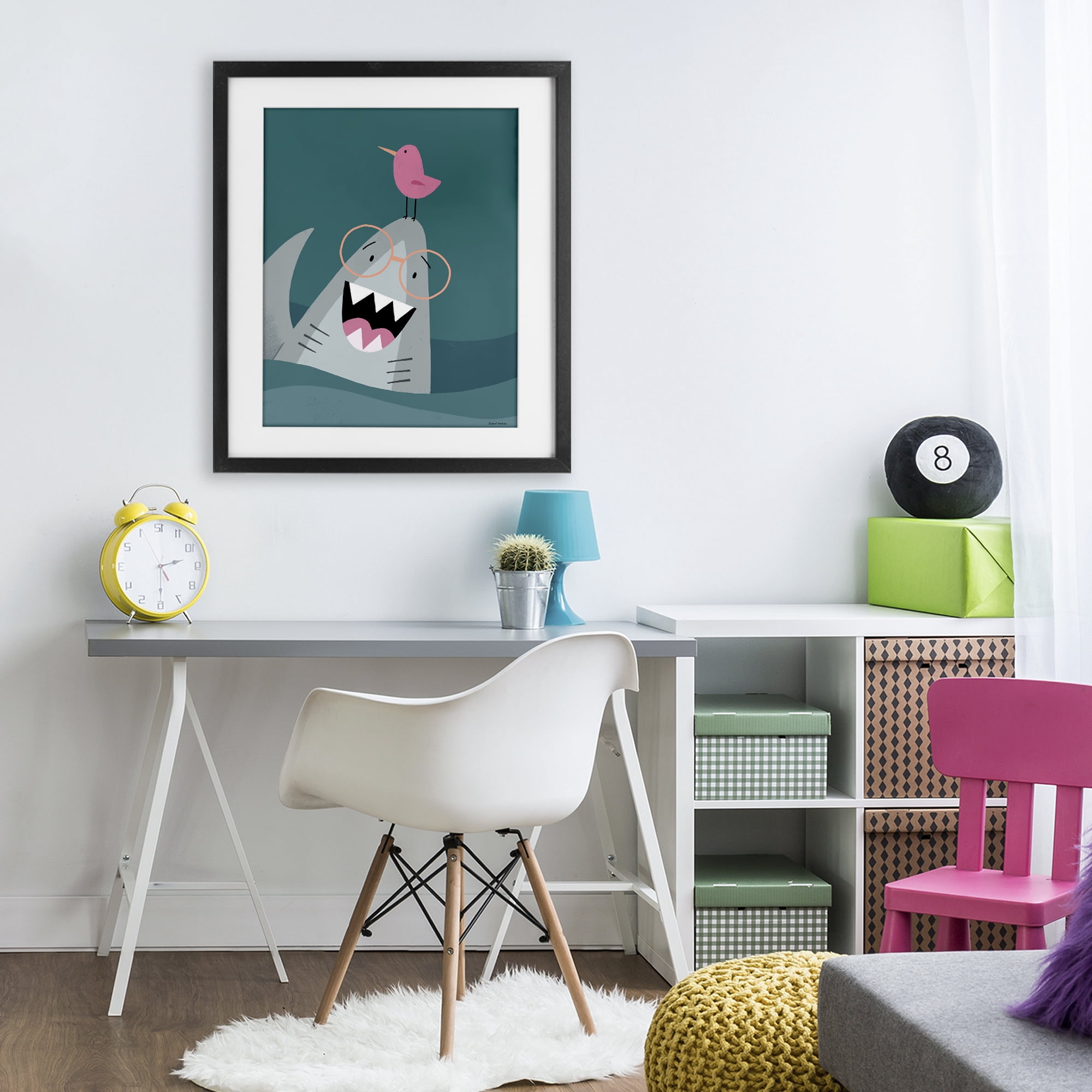 Stupell Industries The Friendliest Shark Black Framed Print Under Glass, design by Rachel Nieman