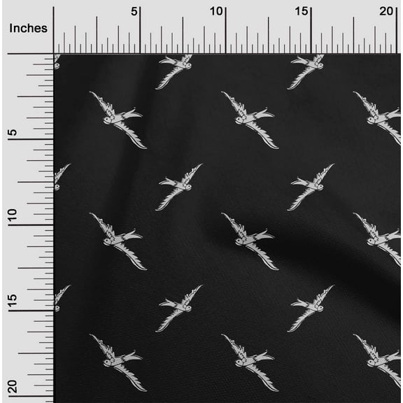 oneOone Organic Cotton Poplin Twill Fabric Bird Block Fabric Prints By Yard 42 Inch Wide