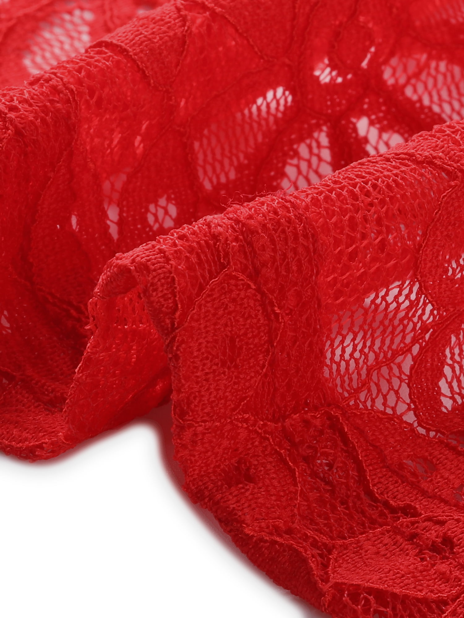 DARING DIVA Women's Plus Size Open Front 3/4 Sleeve Sheer Lace Cardigan 2X Red