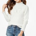 thumbnail image 2 of WAVSUF Kids Girls Knitted Sweater, Long Sleeve Soft Comfort Ruffle Mock Neck Winter Base Casual Undershirts White 7-8, 2 of 7