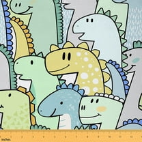 Castle Fairy Cartoon Dinosaur Fabric by the Yard 1 Yard,Jungle Animal Home Decor Fabric by the Yard,Kawaii Wildlife Room Decor Fabric by the Yard,Luxury Children Bedroom Decor
