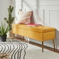 thumbnail image 3 of 45" Velvet Storage Bench Upholstered Tufted End of Bed Bench Bedroom Entryway Mustard, 3 of 9