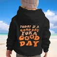 thumbnail image 3 of SonxaHe Big Girl Boy Hoodies Letter Printed Long Sleeve Fall Winter Warm Relaxed Unisex Hooded Sweatshirt Black,Sized 8-9, 3 of 4