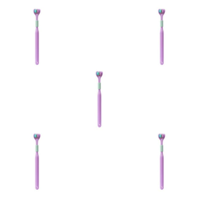 relayinert Macaron Color Toothbrush Vibrant And Stylish Plastic Three Head Toothbrush For Cleaning 418 Dream Purple Ad 5Set
