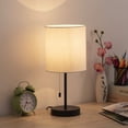 thumbnail image 2 of Oumilen Black Modern Desk Lamp with White Fabric Lamp Shade (Without Bulb), 2 of 2