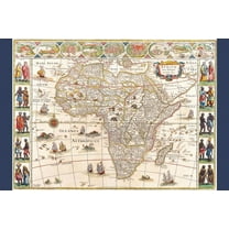 Map Africa With Cities and Tribes 1644 Antique Vintage Style Travel World Map Posters for Wall Map Art Wall Decor Geographical Illustration Travel Destinations Cool Wall Art Print Poster 16x24