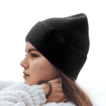 thumbnail image 2 of Beanie Hat Men Women Classic Knit Cuffed Plain Cap, One Size, Black, 2 of 10