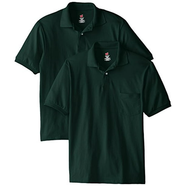 Hanes Men's EcoSmart Jersey Short Sleeve Polo Shirt with Pocket (2pack