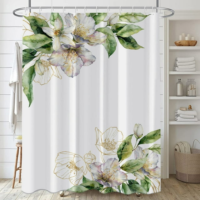 Flmtop Rideau de Douche Feuille Verte Feuille de Bananier Palmier Botanique Doublure de Rideau de Douche Rideaux de Douche Lavables à la Machine Installation Facile Rideaux de Douche de Bain avec Crochets pour Maison Salle de Bain Appartements Dortoirs