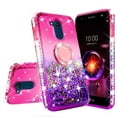 thumbnail image 3 of SOGA Rhinestone Liquid Quicksand Cover Cute Girl Phone Case Compatible for LG X Power 3 Case,with Embedded Metal Ring for Magnetic Car Mounts and Lanyard - Pink, 3 of 5