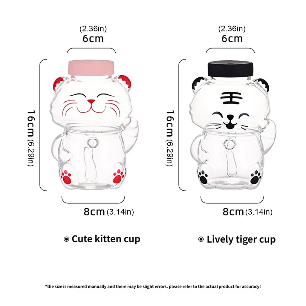 lanema Safe Glass Bear Cup With Straw Spill Resistant Cover For Kids Adults