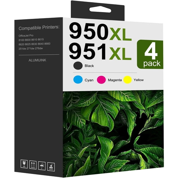 950XL 951XL Ink Compatible for 950 and 951 ink cartridges 4-Pack for OfficeJet Pro 8620 8640