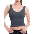 thumbnail image 5 of Made by Olivia Women's Four-way Stretch V-Neck Ribbed Seamless Crop Top -Made in USA, 5 of 6