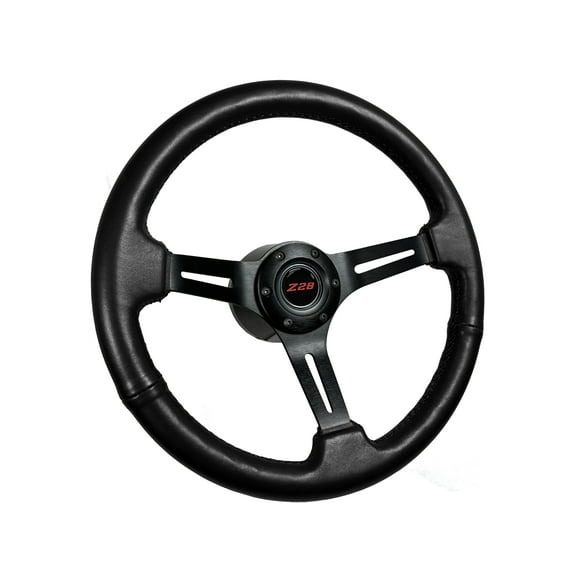 1969-89 Camaro VSW S6 Black Leather Steering Wheel Kit, Red Z28