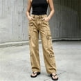 thumbnail image 2 of High Waisted Pockets Solid Color Summer Button Zipper Casual Denim Pants, 2 of 8