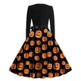 thumbnail image 3 of MaFYtyTPR Womens Halloween Dresses Ladies Halloween Printed Round Neck Long Sleeve Big Swing Fashion Long Dress Yellow XL, 3 of 3