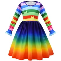 Girls Gabby's Dress Halloween Rainbow Long Sleeve Stripe Costume