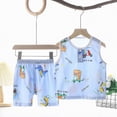 thumbnail image 2 of Godom Boys 2 Piece Cotton Short Sleeve T-Shirt Shorts Set 6 12 18 Months 2T 3T 4T 5T Cute Cartoon Soft Fabric Casual Summer Play Outfit,Light Blue, 2 of 4