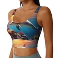 thumbnail image 2 of Daiia Underwater Plant Dolphin Printed Women's Sports Bra, Breathable Activewear Bra with U-Back Design and Removable Pads, Comfortable and Supportive for Yoga, Workout-XX-Large, 2 of 8