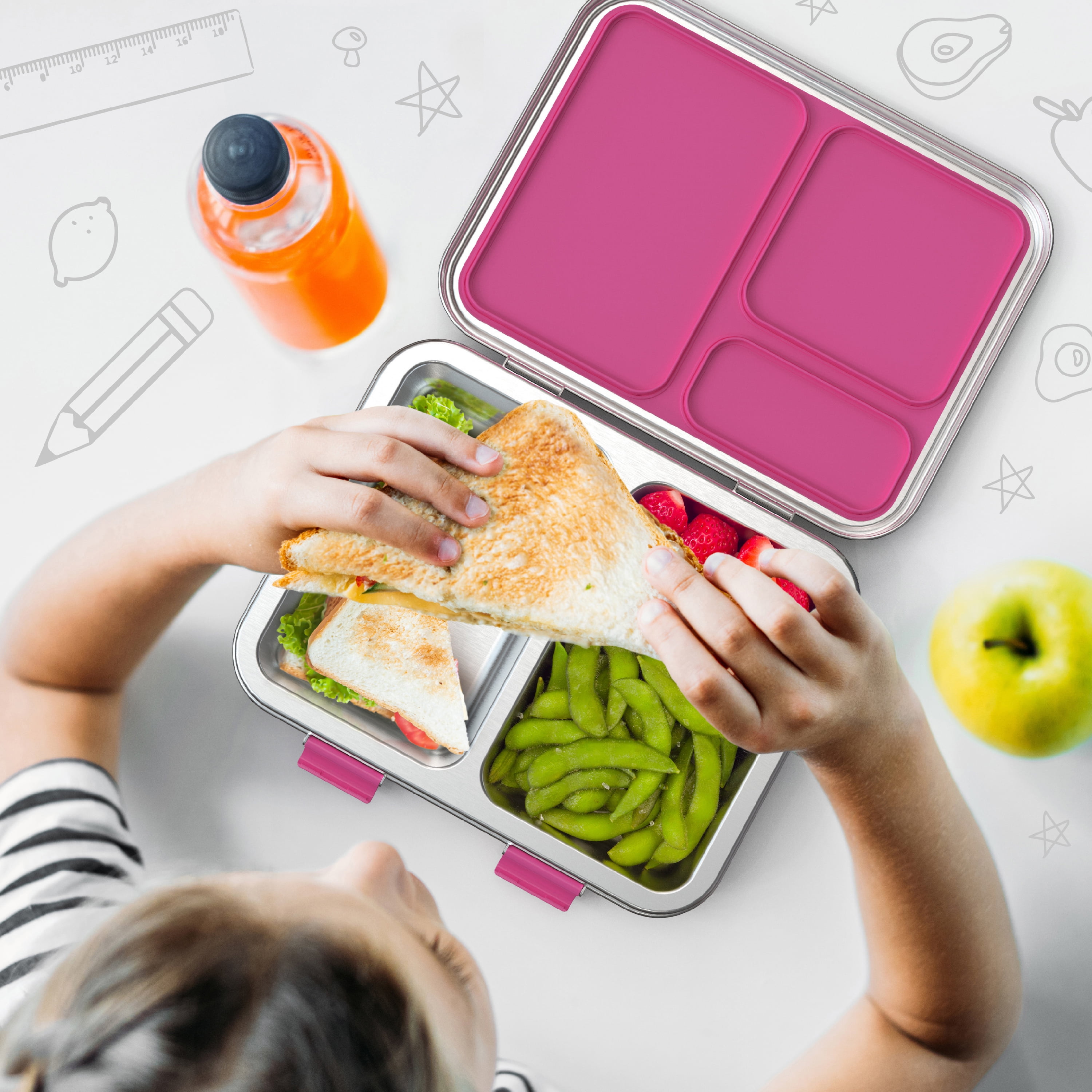 Bentgo® Kids Chill Lunch Box - Leak-Proof Bento Box with Removable Ice Pack  & 4 Compartments for On-the-Go Meals - Microwave & Dishwasher Safe