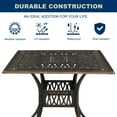 thumbnail image 4 of Hassch 35.4 inch Outdoor Cast Aluminum Table with Umbrella Hole, Patio Dining Table for Backyard, Porch, Balcony, Pool, Deck, Bronze, 4 of 9