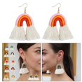 thumbnail image 4 of Pendientes de borla para mujer Pendientes colgantes de color naranja Pendientes de borla, 4 of 5