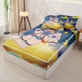 thumbnail image 2 of Erosebridal Cartoon Astronaut Pattern Zipper Twin Comforter Sets with Fitted Sheet and 2 Pillowcases,Star Moon Print Zipper Bedding Set,Blue Golden Teal,Reversible, 2 of 6