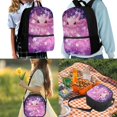 thumbnail image 2 of Jeiento Axolotl Backpack for Girls Kids Book Bag with Lunch Box and Pencil Pouch 3PCS Set Bookbag with Compartments for School Flower 17 inch Large School Bag, Purple, 2 of 7