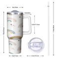 thumbnail image 3 of Cute Rainbow Stainless Steel Tumbler with Handle Straw Lid Colorful Cartoon Insulated Travel Mug Coffee Cup Gift for Boys Girls, 3 of 5