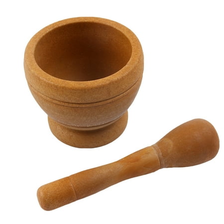 

PP Plastic Kitchen Household Garlic Pugging Pot Pedestal Bowl Mortar and Pestle Set(Wood Color Packaged with Boxes)