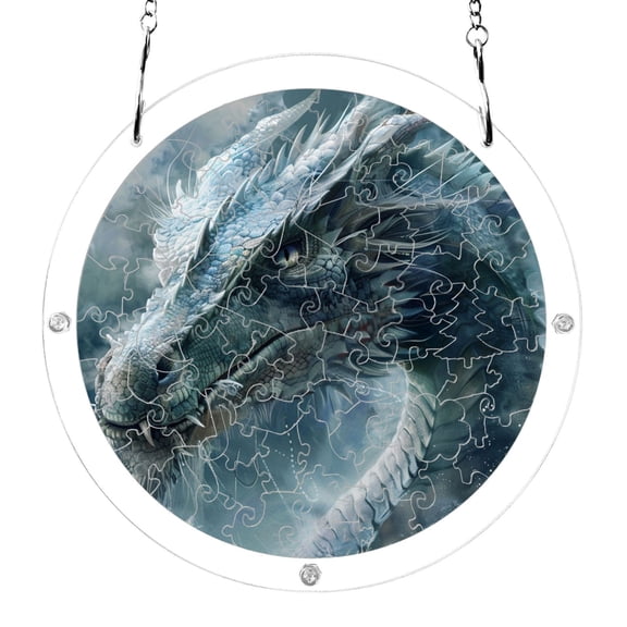 Dragon Acrylic Jigsaw Puzzles 83 Pieces Suncatcher for Window Hanging 7.5 Inch Holiday Home Decor