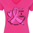 thumbnail image 4 of Inktastic Love, Care, Cure Breast Cancer Awareness Pink Ribbon Women's V-Neck T-Shirt, 4 of 5