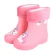 thumbnail image 5 of Botas de lluvia para niños con forro polar antideslizante para niños y niñas, bonitos zapatos impermeables sin cordones con dibujos animados para todas las estaciones, 5 of 5
