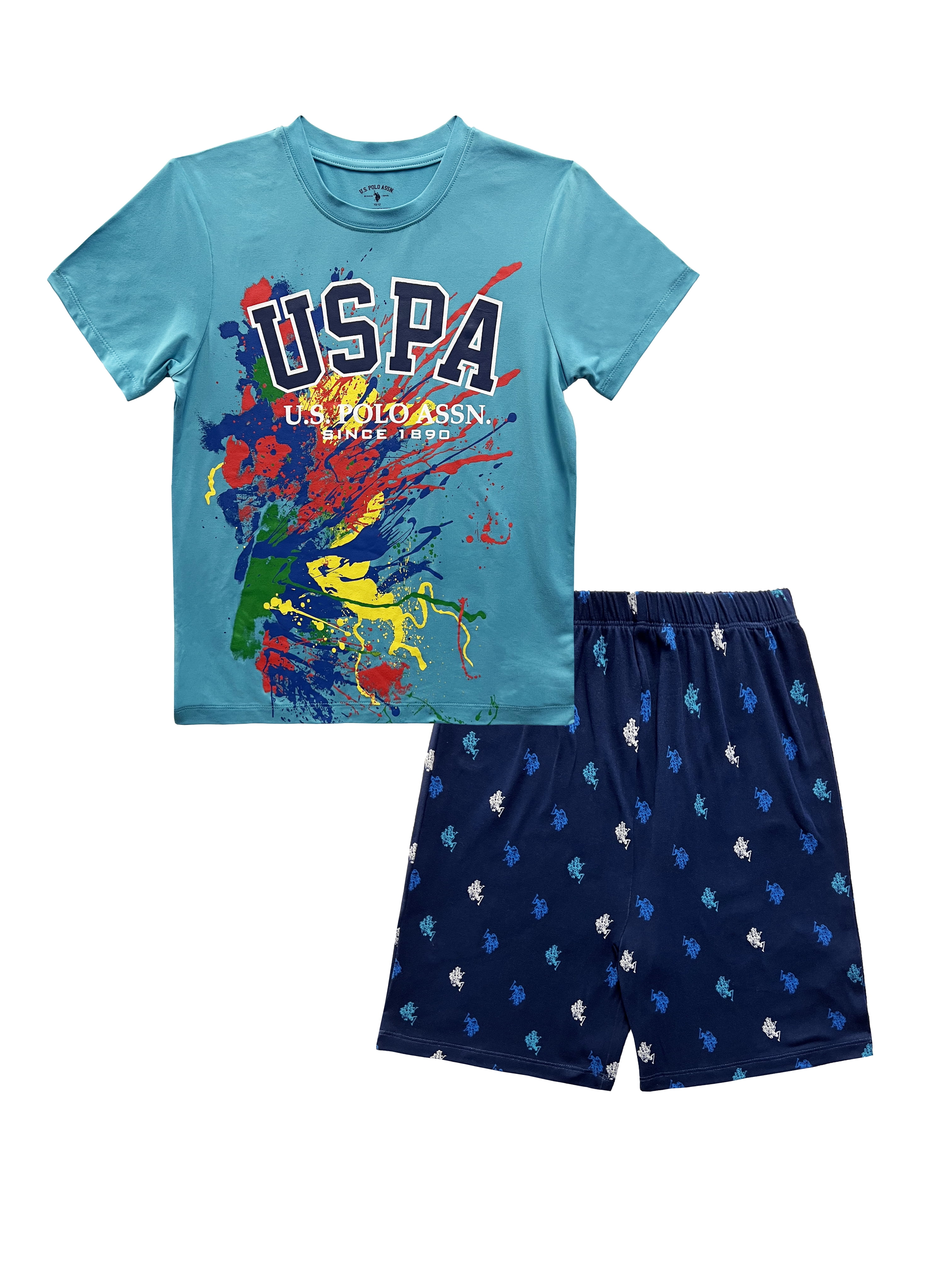U.S. Polo Assn. Boys Short Sleeve Tee and Shorts Pajama Set, 2-Piece ...