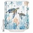 thumbnail image 2 of Coastal Turtle Bathroom Curtain 72 Inch Shower Stall Curtain with Hooks, Blue Ocean Coral Starfish Seagrass Waterproof Polyester Bath Curtain Washable Bathtub Curtain 36''x 72'', 2 of 6