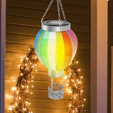 Hovilon Hot Air Balloon Solar Lantern with Flickering Flame,Hanging Solar Lanterns Outdoor Lights Waterproof Lanterns Decorative Garden Patio Yard Party Decor Colorful，Holiday Clearance