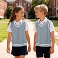thumbnail image 5 of QTBIUQ Knit V-Neck Sweater Waistcoat for Boys Girls Knit Pullover Vest Soft Layering Top Casual School Uniform Outwear, 5 of 8