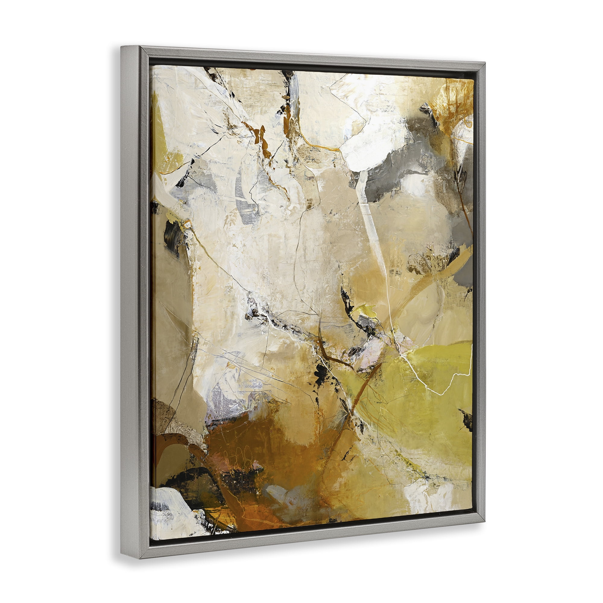 Stupell Industries Warm Earth Tones In Motion Gray Framed Floater Canvas Wall Art, design by Design Fabrikken