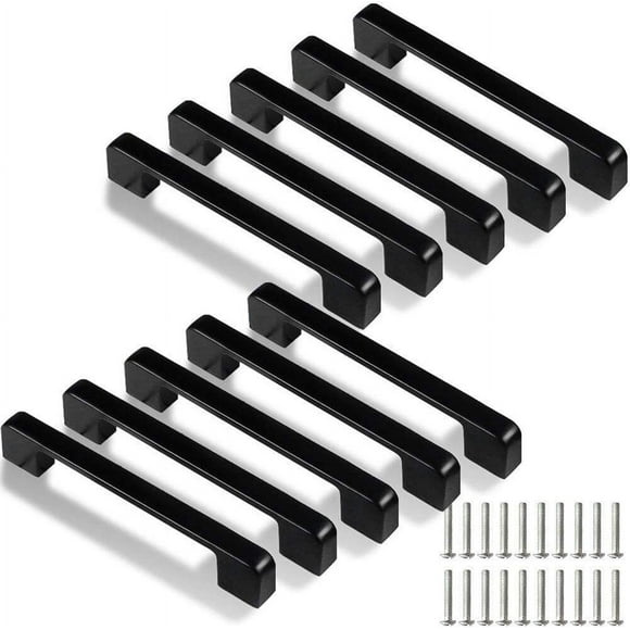 Bgsha Kitchen Cabinet Cabinet Handles Drawer Pulls Easy To Install 10pcs Aluminum Alloy Black Furniture Door Handles