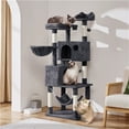 thumbnail image 5 of Yaheetech 64.5in Multi-level Large Cat Tree Condo Tower with Hammock Scratching Posts & Hammock, Dark Gray, 5 of 9