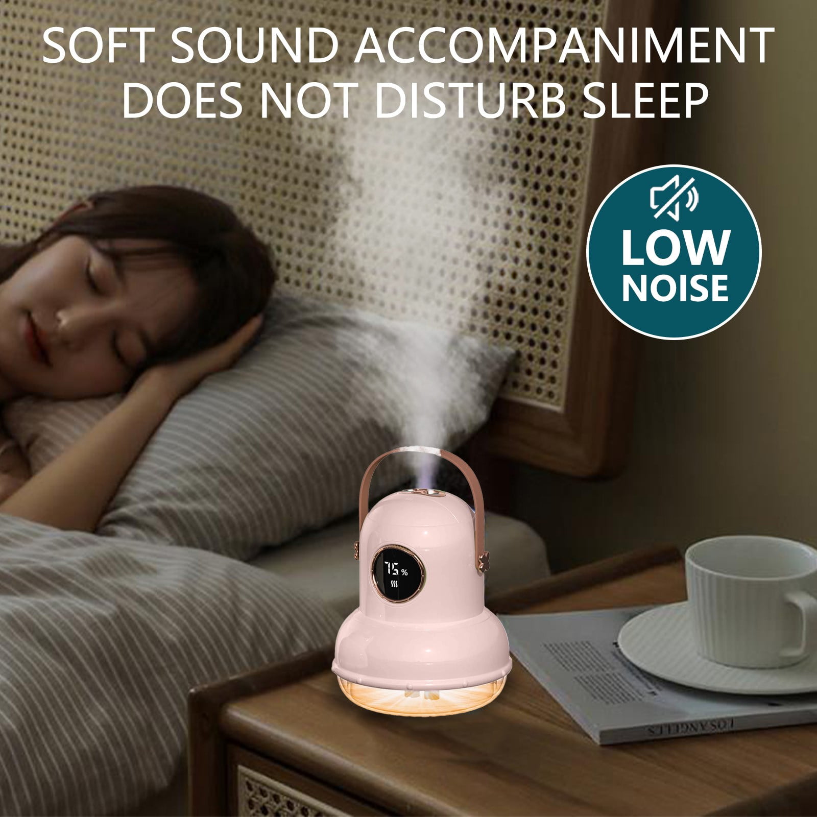 ZToonmas Night Ligh Humidifiers for Bedroom Usb Port Cool Mist Humidifier Portable Mini Humidifier With Led Screen Ultra-Quiet Wireless Humidifier Three Spray Modes for Baby Kids Bedroom Home
