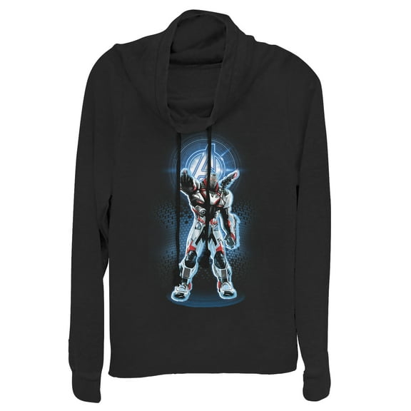 Junior's Marvel Avengers: Endgame War Machine Quantum Ready Cowl Neck Sweatshirt Black X Large