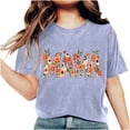 thumbnail image 5 of GaThRRgYP Womens Tshirts Trendy Fashion Tops,Women Mother's Day Gift Mom Flower Print Short Sleeve Round Neck T-shirt Pattern Top Purple L, 5 of 7