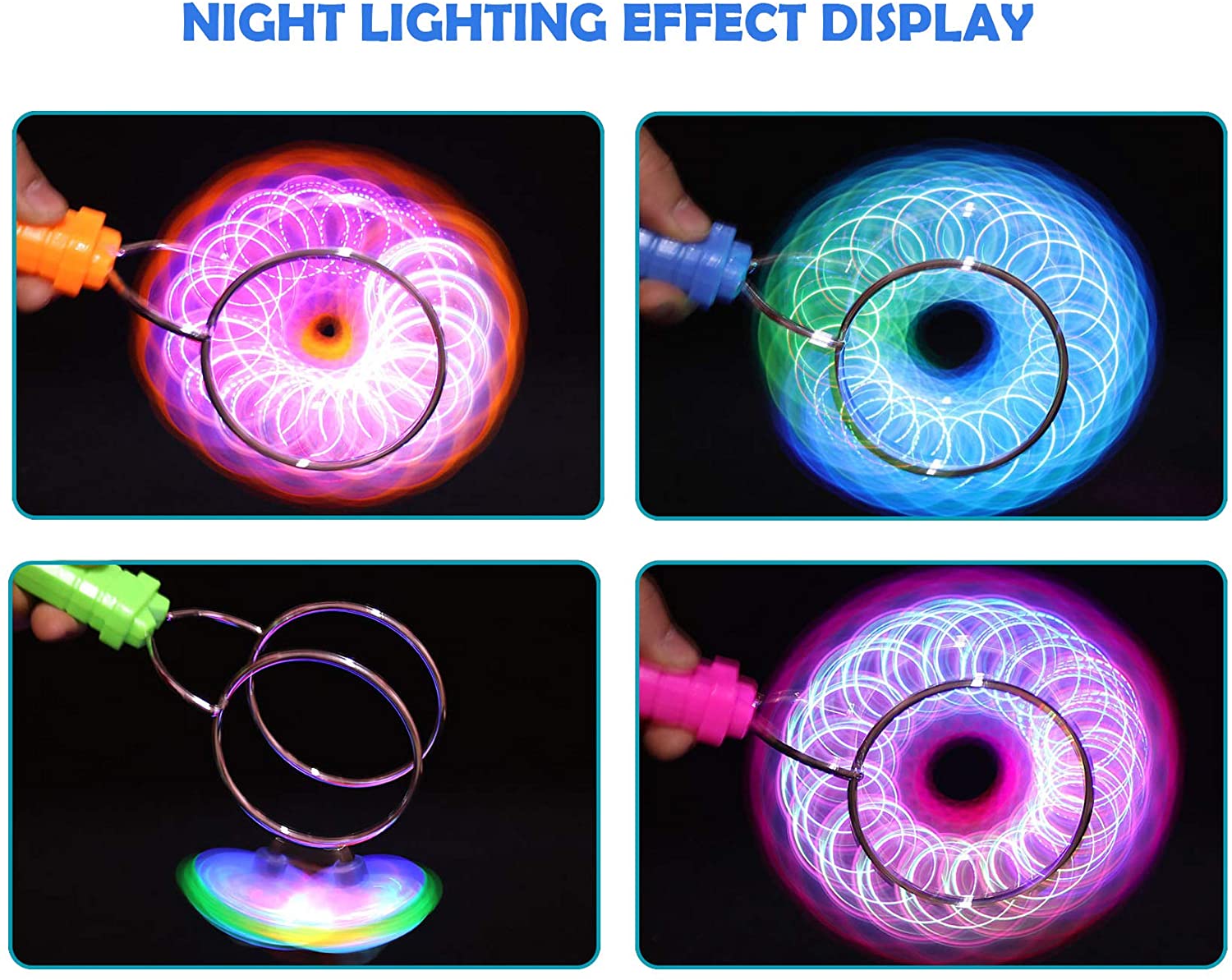 2-PCS Magnetic Gyro Wheel LED Flashing Spinning Top Magic Spinning Top Rail Rolling Flywheel YO-YO Ball Toy for Kids Gifts (Random Color - 2 pcs)