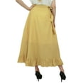 thumbnail image 5 of Phagun Women's Cotton Ruffled Self Belt Solid Magic Wrap Hippie Skirt-Beige, 5 of 6