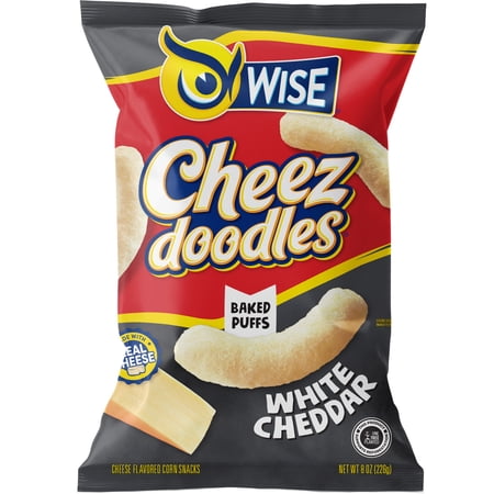 Wise Cheez Doodles Baked Puffed White Cheddar Cheese Flavored Corn Snacks, 8 Oz.